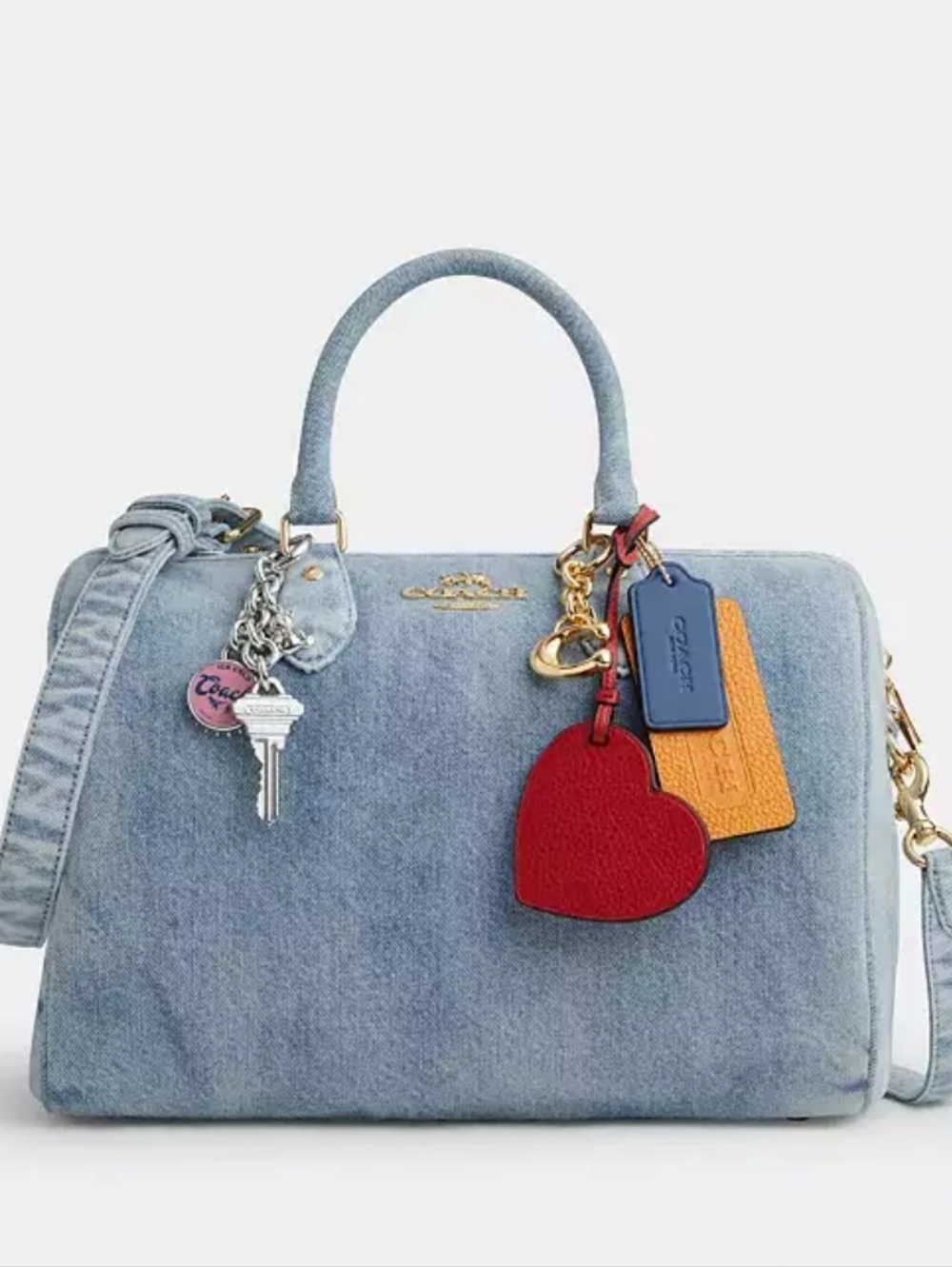 Coach Light Blue Denim Large Rowan